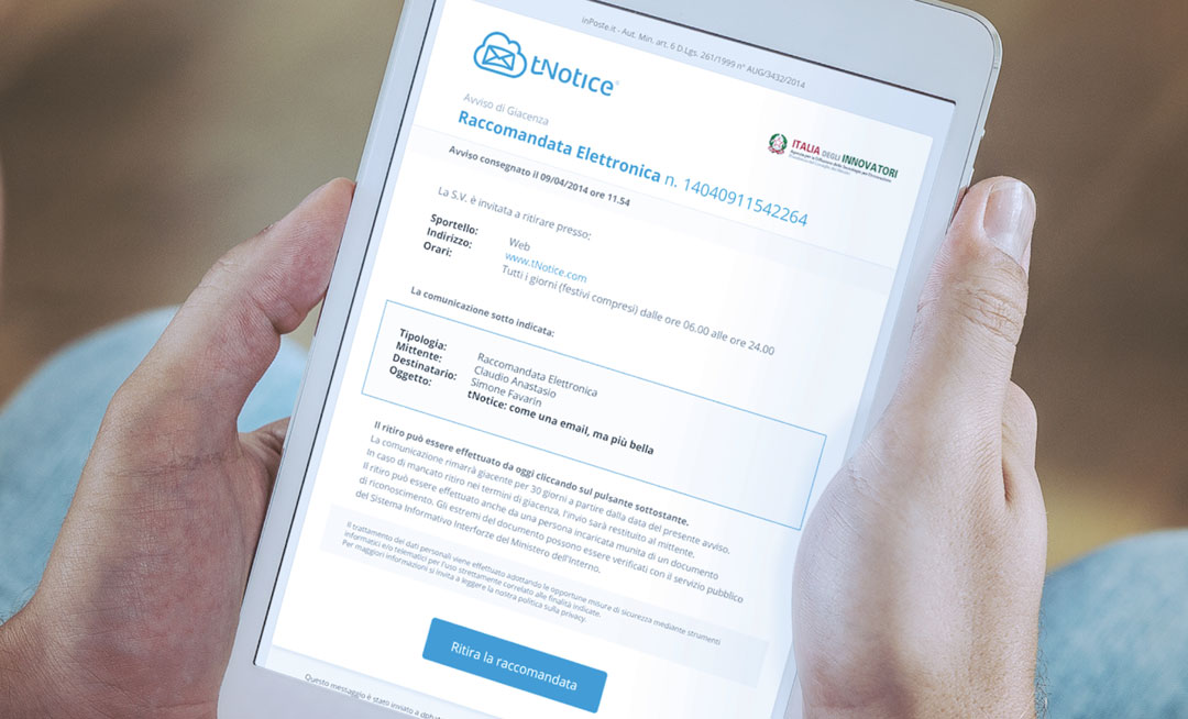 tNotice — brand identity istituzionale per mercato europeo